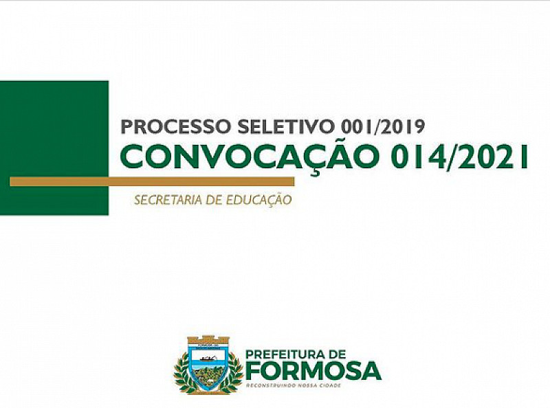 Prefeitura Municipal De Formosa Convoca Para A Contrata O De Pessoal