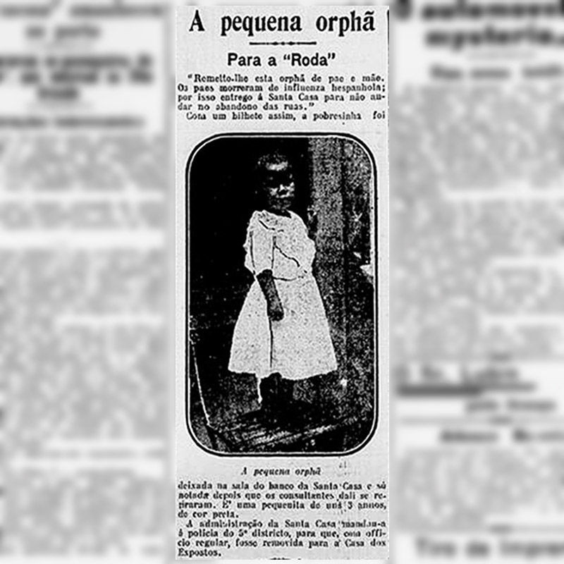 Órfã da epidemia: jornal A Noite conta história de menina de 3 anos que foi deixada na Santa Casa do Rio para adoção, após seus pais terem morrido de gripe espanhola (imagem: Biblioteca Nacional)