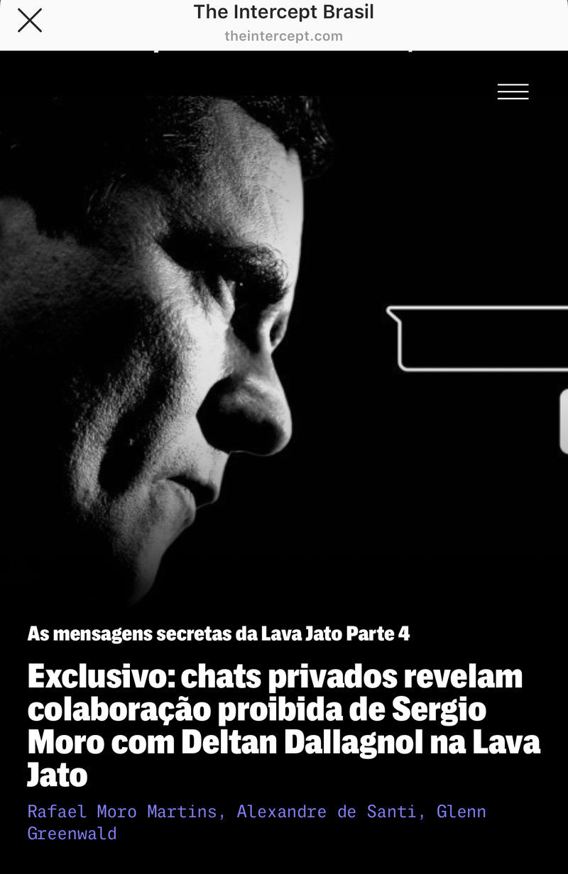 Print da publicação original no site The Intercept Brasil (Imagem: reprodução)