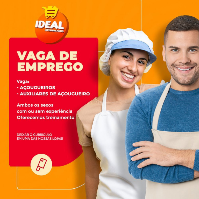 Deixar o currículo em uma das lojas do Ideal Supermercados