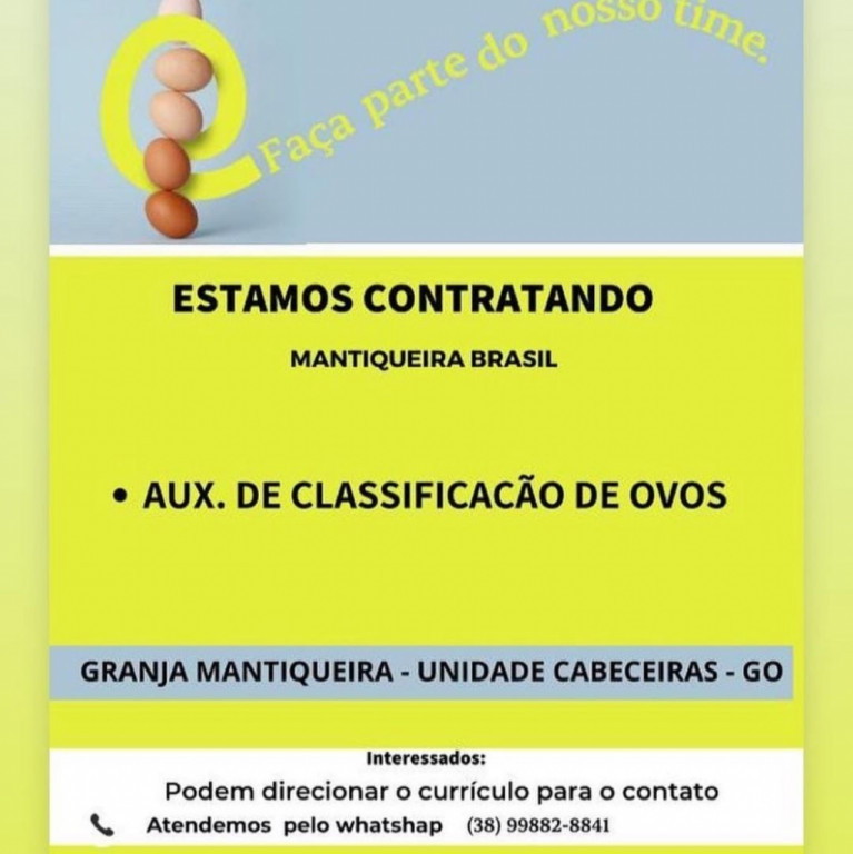 Vaga para unidade de Cabeceiras. Enviar currículo para (38) 99882-8841