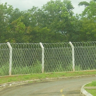 Cerca com pilastra de concreto e serpentina, construída em área de preservação. Foto: Reprodução