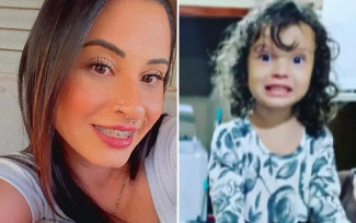 Pedagoga Elaine Barbosa e a filha dela Ágatha Maria, de 3 anos, que foram mortas em Rio Verde — Foto: Montagem/g1 e Reprodução/TV Anhanguera