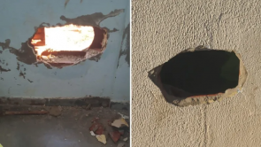 Buraco feito pelos presos. Foto: Reprodução/TV Anhanguera