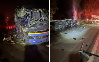 Acidente entre ônibus e caminhão deixa mortos e feridos na BR-020 — Foto: Divulgação/Corpo de Bombeiros