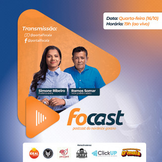 Simone Ribeiro e Ramos Somar, são os primeiros entrevistados do Focast, que vai ao ar na próxima quarta-feira (16/10)