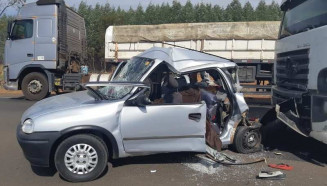 Gestante de 42 anos morreu em acidente entre carro e caminhão na BR-060 (Foto: Reprodução/PRF)