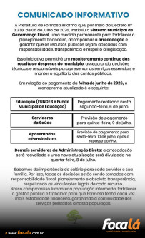 Prefeitura de Formosa anuncia novo cronograma de pagamento dos servidores e cria Sistema Municipal de Governança Fiscal