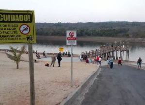Local em que o jovem se afogou no Lago Corumbá (Foto: Divulgação/Corpo de Bombeiros)