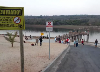 Local em que o jovem se afogou no Lago Corumbá (Foto: Divulgação/Corpo de Bombeiros)