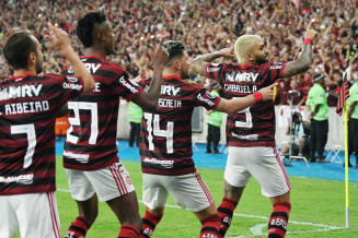 Quarteto ofensivo do Flamengo em ação novamente — Foto: André Durão / GloboEsporte.com