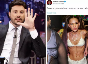 “Parece que ela trocou um craque por outro” escreveu o apresentador sobre uma foto de Marquezine com a barriga de fora (Foto: Reprodução)