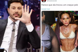 “Parece que ela trocou um craque por outro” escreveu o apresentador sobre uma foto de Marquezine com a barriga de fora (Foto: Reprodução)