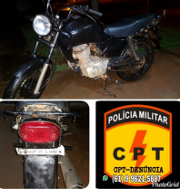Polícia militar recupera moto furtada em Formosa