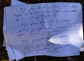 Carta encontrada no lote baldio escrita a punho por Sandoval (Foto: divulgação/PCMG)