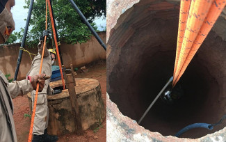 Homem é resgatado quase ileso após cair em buraco de 25 metros de profundidade, em Planaltina de Goiás — Foto: Reprodução/TV Anhanguera